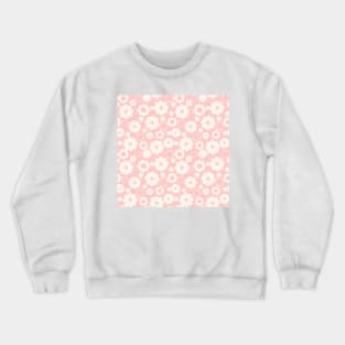 White flowers over pink Crewneck Sweatshirt